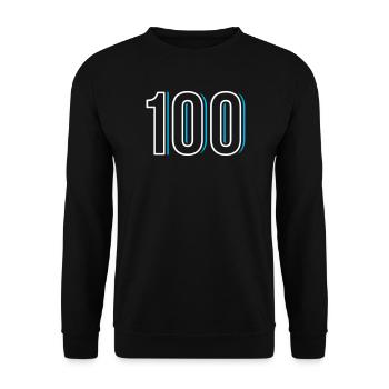 Nummer 100 - Einhundert - Hundert - Unisex Pullover - Schwarz - Vorne - Alina (178cm) & Michal (187cm)