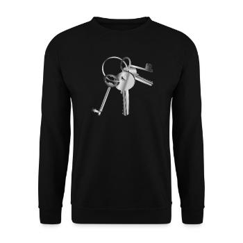 clés argentées sur un porte-clés - Sweat-shirt Unisexe - noir - Devant - Alina (178cm) & Michal (187cm)