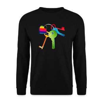Keychain with colorful keys and colorful heart - Unisex Sweatshirt - black - Front - Alina (178cm) & Michal (187cm)
