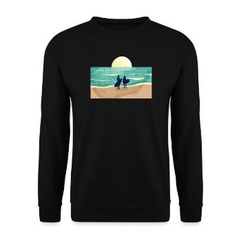 Summer Sunset Surfer - Unisex Pullover - Schwarz - Vorne - Alina (178cm) & Michal (187cm)