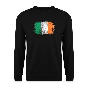 Irish Flag Brushstroke Print - Unisex Sweatshirt - black - Front - Alina (178cm) & Michal (187cm)