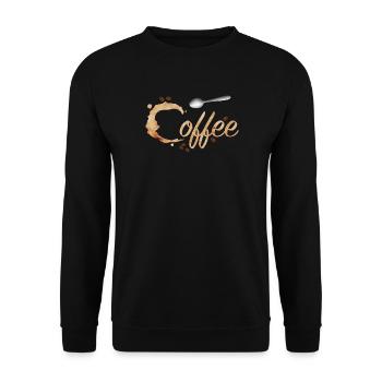 Typographie de teinture de café avec grains de café et cuillères - Sweat-shirt Unisexe - noir - Devant - Alina (178cm) & Michal (187cm)
