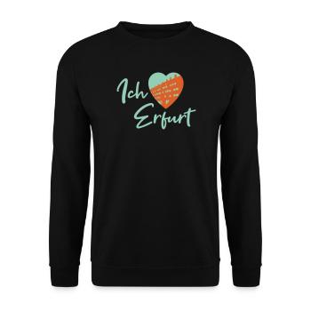 Ich liebe Erfurt - Schriftzug - Unisex Pullover - Schwarz - Vorne - Alina (178cm) & Michal (187cm)