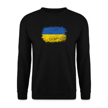 Pinselstrich der Ukraine-Flagge - Unisex Pullover - Schwarz - Vorne - Alina (178cm) & Michal (187cm)
