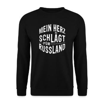 Mein Herz schlägt für Russland - Unisex Pullover - Schwarz - Vorne - Alina (178cm) & Michal (187cm)