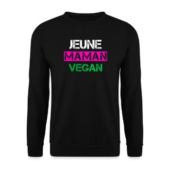 Jeune Maman Vegan - Sweat-shirt Unisexe - noir - Devant - Alina (178cm) & Michal (187cm)