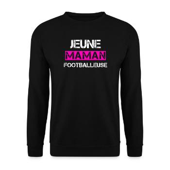 Jeune Maman Footballeuse - Sweat-shirt Unisexe - noir - Devant - Alina (178cm) & Michal (187cm)