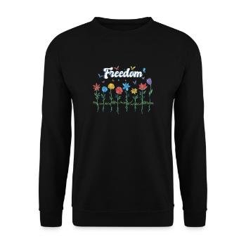Liberté Fleurs Papillons Liberté Design - Sweat-shirt Unisexe - noir - Devant - Alina (178cm) & Michal (187cm)