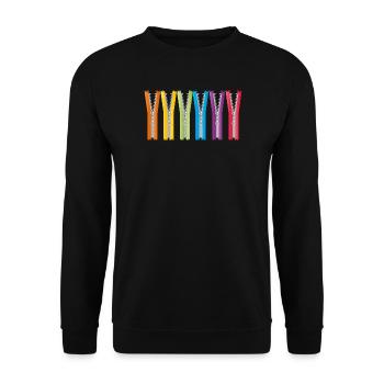 open zippers with colorful ribbons - Unisex Sweatshirt - black - Front - Alina (178cm) & Michal (187cm)