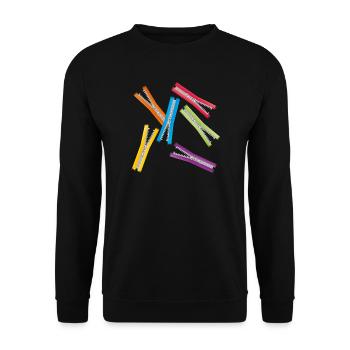 open zippers with colorful ribbons - Unisex Sweatshirt - black - Front - Alina (178cm) & Michal (187cm)