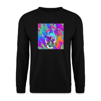 Magic mushrooms colorful Psychedelic mushroom art - Unisex Sweatshirt - black - Front - Alina (178cm) & Michal (187cm)
