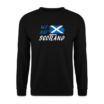 Wir sind Schottland Flaggen Design - Unisex Pullover - Schwarz - Vorne - Alina (178cm) & Michal (187cm)