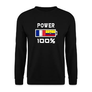 L'Équateur et la France alimentent 100% - Sweat-shirt Unisexe - noir - Devant - Alina (178cm) & Michal (187cm)