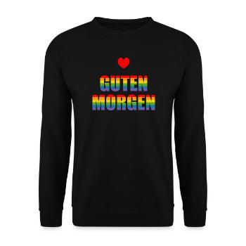 Guten Morgen Regenbogen - Unisex Pullover - Schwarz - Vorne - Alina (178cm) & Michal (187cm)