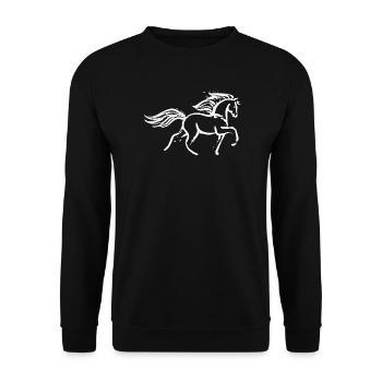 Galopp Pferdeliebe Pferdenarr Islandpferde Pferde - Unisex Pullover - Schwarz - Vorne - Alina (178cm) & Michal (187cm)