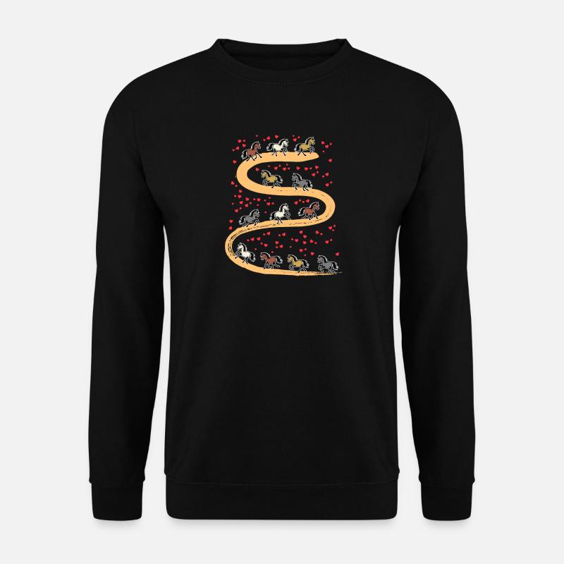 Islandpferde Herz Pferdeliebe Galopp Pferde - Unisex Pullover - Schwarz