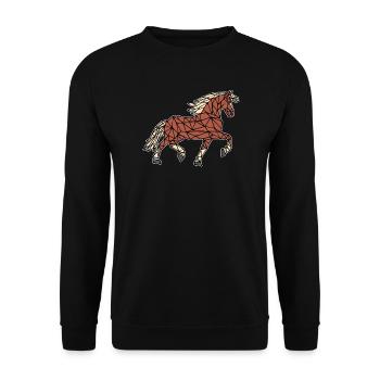 Polygon Pferde Islandpferde Hengst Pferdenarr - Unisex Pullover - Schwarz - Vorne - Alina (178cm) & Michal (187cm)