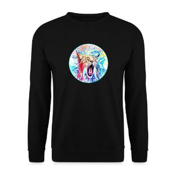 Luchs Katze in Freiheit eine Wild Katze - Unisex Pullover - Schwarz - Vorne - Alina (178cm) & Michal (187cm)