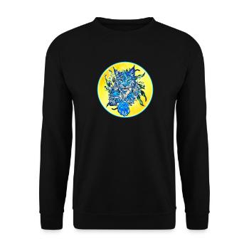 Luchs Katze in Freiheit eine Wild Katze - Unisex Pullover - Schwarz - Vorne - Alina (178cm) & Michal (187cm)