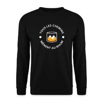 Tous les chemins mènent au rhum - Sweat-shirt Unisexe - noir - Devant - Alina (178cm) & Michal (187cm)