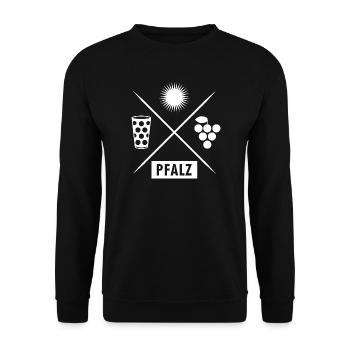 Pfalz Sonne Trauben Design - Unisex Pullover - Schwarz - Vorne - Alina (178cm) & Michal (187cm)
