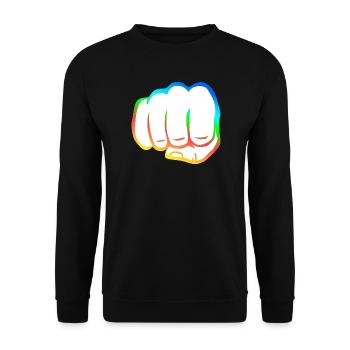 Geballte Faust bunt fist bump cool Logo Symbol - Unisex Pullover - Schwarz - Vorne - Alina (178cm) & Michal (187cm)