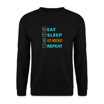 Mangez. Dormir. Hockey sur glace. Répéter le - Sweat-shirt Unisexe - noir - Devant - Alina (178cm) & Michal (187cm)
