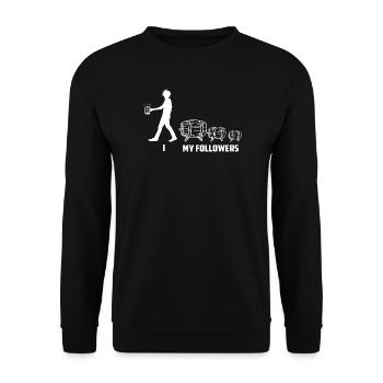 Bierfass Follower - Unisex Pullover - Schwarz - Vorne - Alina (178cm) & Michal (187cm)