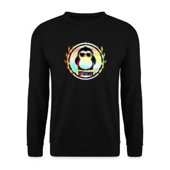 The penguin as a winner - Unisex Sweatshirt - black - Front - Alina (178cm) & Michal (187cm)