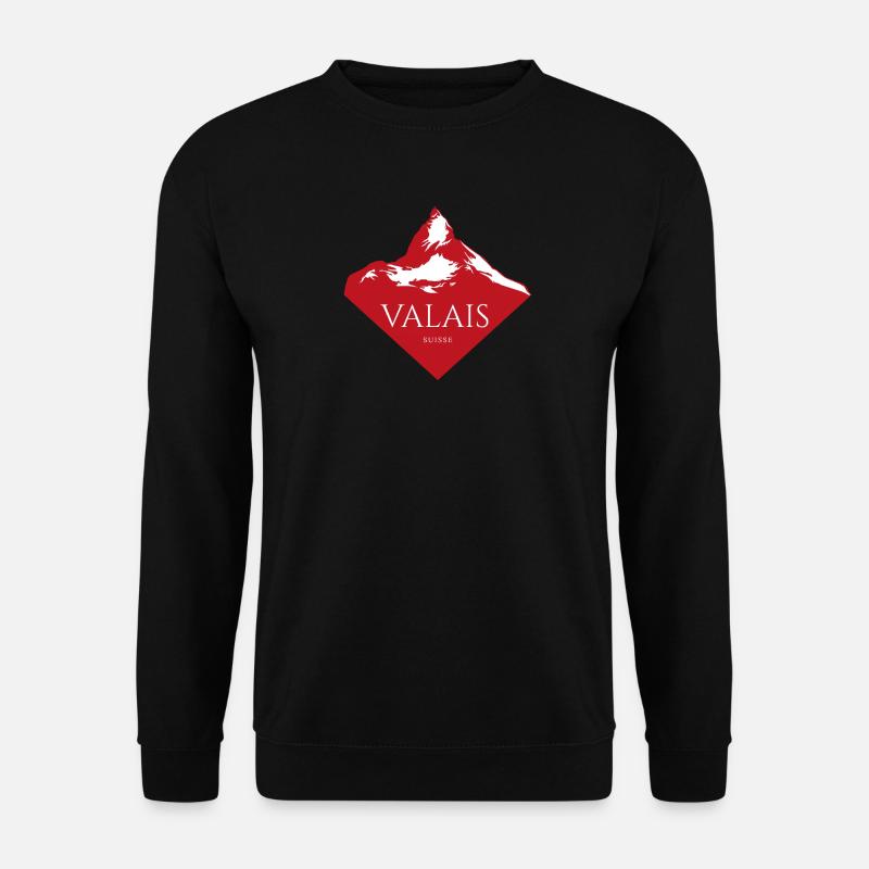 Valais Mountain Peak Red Logo - Unisex Sweatshirt - black