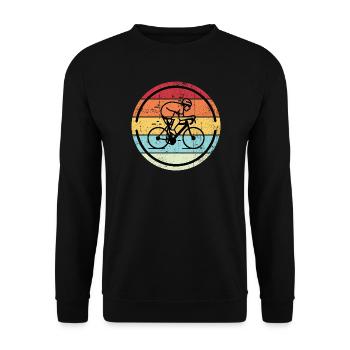Retro Cyclist in Sunset Circles - Unisex Sweatshirt - black - Front - Alina (178cm) & Michal (187cm)