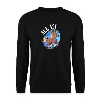 Islandponys Pony Statement Islandpferde Pferdenarr - Unisex Pullover - Schwarz - Vorne - Alina (178cm) & Michal (187cm)