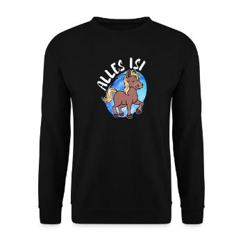 Pony Islandpferde Pferdenarr Statement Islandponys - Unisex Pullover - Schwarz - Vorne - Alina (178cm) & Michal (187cm)