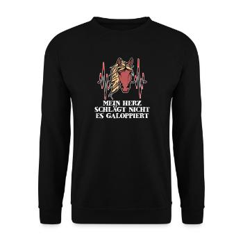 Hengst Statement Cool Galopp Islandpferde - Unisex Pullover - Schwarz - Vorne - Alina (178cm) & Michal (187cm)