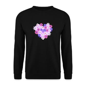 Herz aus Blumen - Unisex Pullover - Schwarz - Vorne - Alina (178cm) & Michal (187cm)