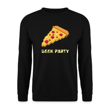 Geek Party Pizza Pixel: Retro 8-bit Gaming Gift - Unisex Sweatshirt - black - Front - Alina (178cm) & Michal (187cm)