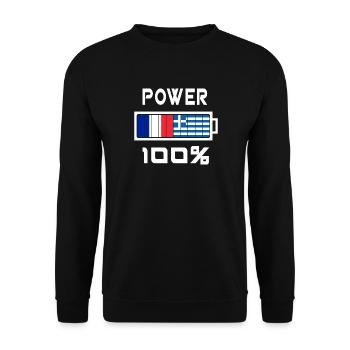 La Grèce et la France alimentent 100% - Sweat-shirt Unisexe - noir - Devant - Alina (178cm) & Michal (187cm)