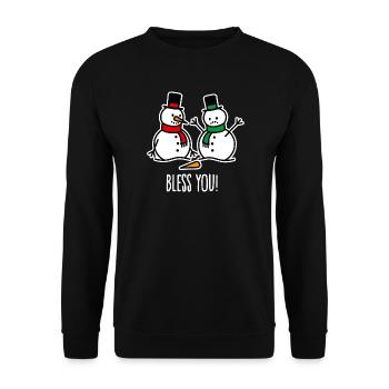Gesundheit lustige Schneemann Cartoon Weihnachten - Unisex Pullover - Schwarz - Vorne - Alina (178cm) & Michal (187cm)
