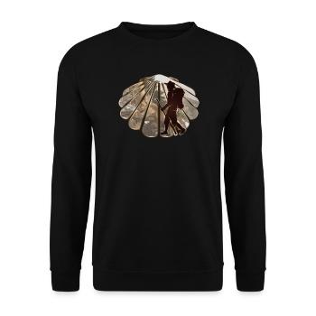 A pilgrim or hiker on a pilgrimage route - Unisex Sweatshirt - black - Front - Alina (178cm) & Michal (187cm)