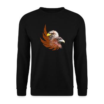adlerdesign frau, zwei adlerköpfe, adlerflügel - Unisex Pullover - Schwarz - Vorne - Alina (178cm) & Michal (187cm)