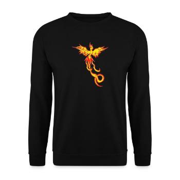 Feuervogel, fliegendes feuerwesen seite - Unisex Pullover - Schwarz - Vorne - Alina (178cm) & Michal (187cm)