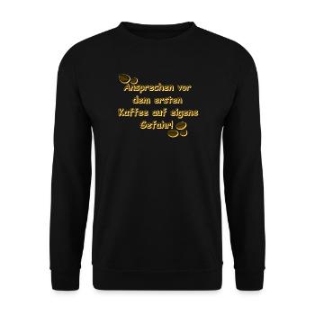 kaffeetrinker, vor dem ersten kaffee, beste küchen - Unisex Pullover - Schwarz - Vorne - Alina (178cm) & Michal (187cm)
