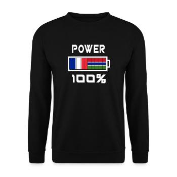 Gambia und Frankreich ernähren sich - Unisex Pullover - Schwarz - Vorne - Alina (178cm) & Michal (187cm)