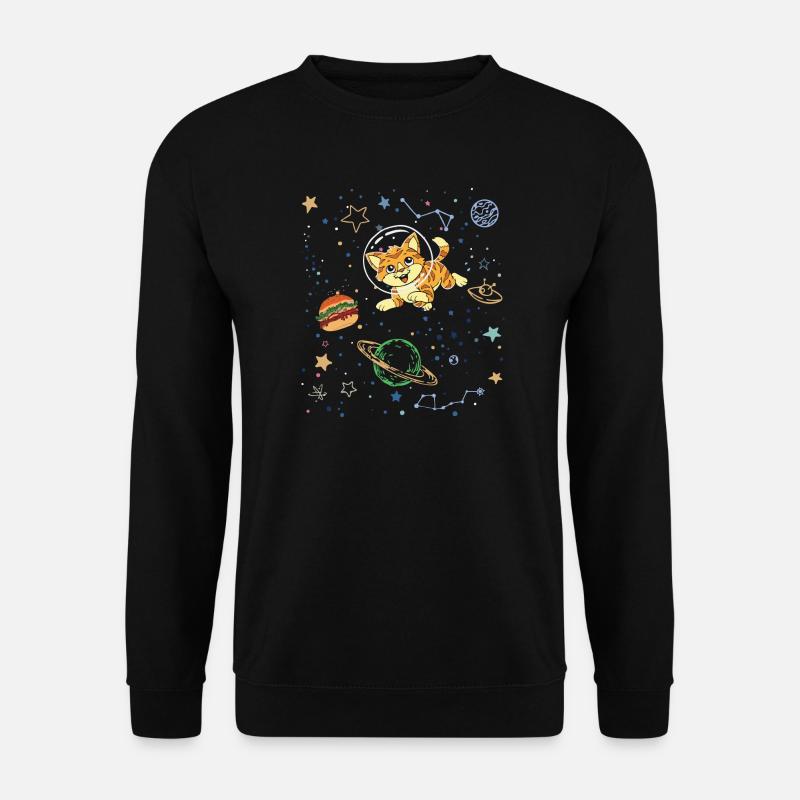Verspielte Katze im Weltraumabenteuer - Unisex Pullover - Schwarz
