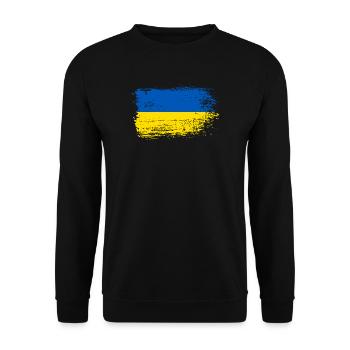 Hinweis Pinselstrich Ukraine - Unisex Pullover - Schwarz - Vorne - Alina (178cm) & Michal (187cm)