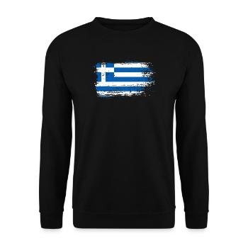 Grunge Greek Flag Sketch - Unisex Sweatshirt - black - Front - Alina (178cm) & Michal (187cm)