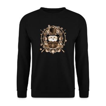 Renard steampunk avec chapeau cylindre dans le cadre - Sweat-shirt Unisexe - noir - Devant - Alina (178cm) & Michal (187cm)