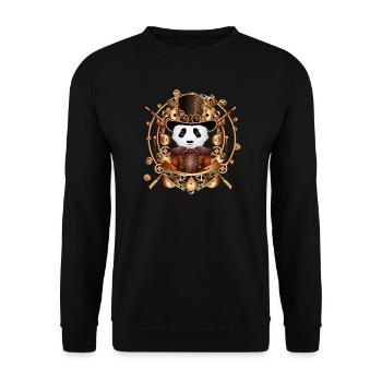 Steampunk Panda Bear avec chapeau cylindre dans le cadre - Sweat-shirt Unisexe - noir - Devant - Alina (178cm) & Michal (187cm)