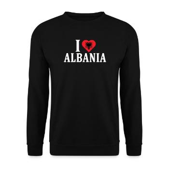 T-Shirt Ich liebe Albanien T-Shirt Shqiperia - Unisex Pullover - Schwarz - Vorne - Alina (178cm) & Michal (187cm)