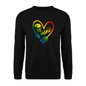 Valentinstag T-Shirt be mine Valentinstag - Unisex Pullover - Schwarz - Vorne - Alina (178cm) & Michal (187cm)